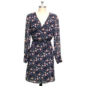 Love Encounter Blue Floral Print True Wrap Dress Size Large NWOT